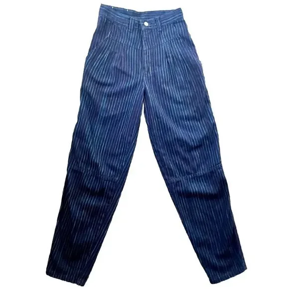 VTG L'ECHARDE Splinter's Inc. Pinstripe High Waist Pleated Denim Pants Size 5 - Picture 3 of 16